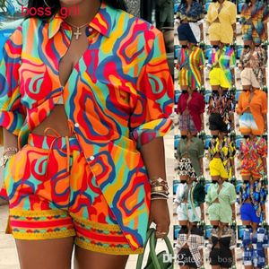 Plus Size Dames Trainingspakken Designer Beach Resort-stijl Kleding Bedrukte Blouses Shirts Shorts Tweedelige set Bijpassende outfits