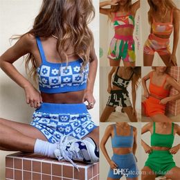 Femmes Designer Survêtements Laine Deux Pièces Ensemble Jarretelles Dos Nu Sexy Shorts Tenue Printemps Et Été Vêtements