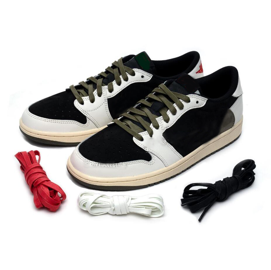 2023 Authentic Fragment 1 Low Olive Shoes OG WMNS Sail Dark Reverse Mocha University Blue Black Phantom Cactus Jack Outdoor Athletic Sneakers With Box