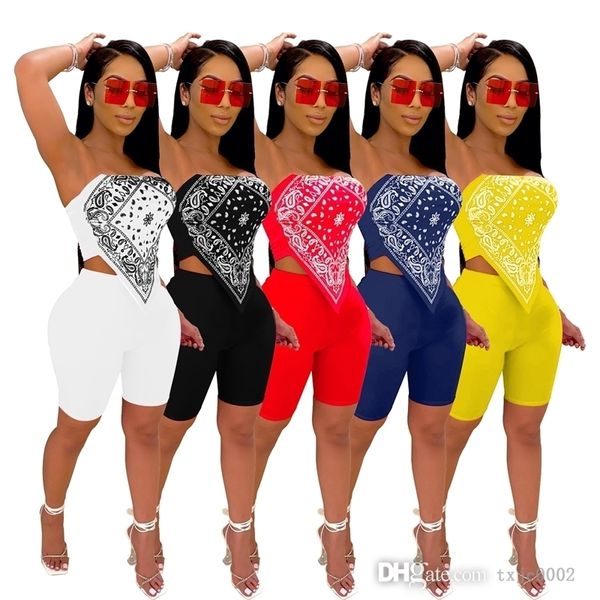 Femmes Designer Deux Pièces Tenues Discothèque Sexy Tenues Imprimées Hauts Brodés Ensemble Short Et Haut DHL