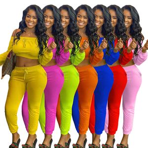 Designer des femmes créatrices en deux pièces à manches longues à manches longues pantalons plissés club club dames décontractées de couleurs de couleur