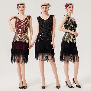 Robe à paillettes vintage designer Vintage Robe Fringe Fringe plus jupe de fête pour femmes