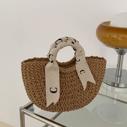 Designers de femmes sacs d'épaule boisés concepteurs femme paille de paille lettres d'imprimé portefeuille courtes poignées sous-bras sacs