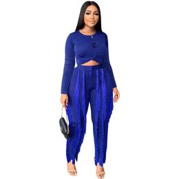 Vrouwenontwerpers Kleding Fashion dames Tracksuits Sportpakken Kwaliteit Solid kleur Open Navel Flared Pants Set