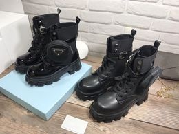 Women Designers Rois Cheville Martin Bottes et bottillons en nylon botte de combat d'inspiration militaire bouch en cuir attaché aux chevilles neige avec sacs box 35-41