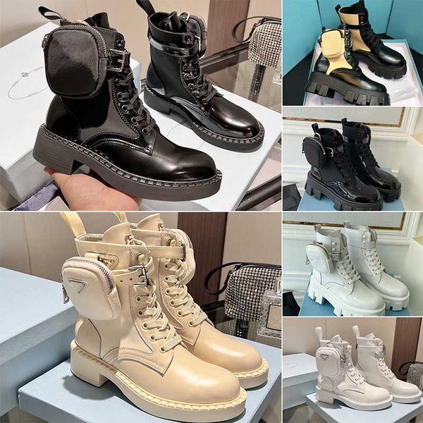 Diseñadores de mujeres Rois Boots Tobillo Martin Bootss y Nylon Boot botines de combate de inspiración militar nylons bouch unidos a los tobillos con bolsos