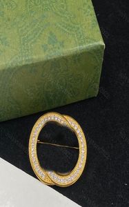 Femmes Diamond Brooches Stud Oreing Brings Designer épingles bijoux Boucles d'oreilles dorées Gol