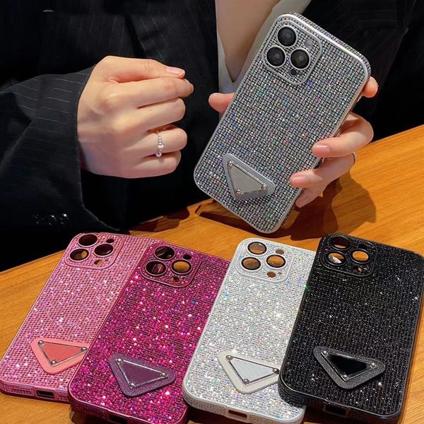 Coques de téléphone en diamant pour femme pour IPhone 14 14pro 13 13pro 12 12pro 11 Pro Max Couverture rose IPhone13 11pro Coque de téléphone portable design Accessoires de luxe pour homme