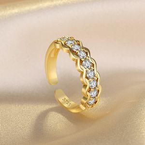 Vrouwen diamanten rij ringband vinger goud open verstelbare cluster ringen staart verloving bruiloft mode sieraden wil en zandig