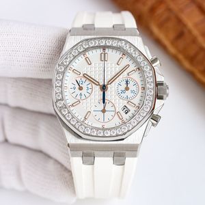 Dames diamant Watch 7750 Automatische mechanische timingbeweging AAA kijkt 37 mm saffier mode rubberen riem klassiek polshorloge montre de luxe