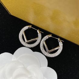 Dames Diamanten Hoop Earring Ontwerpers Sieraden Luxe Mode Zwarte Kristallen Oorbellen Studs Letters F Stud Oorbellen Box Hoops Nice 229P