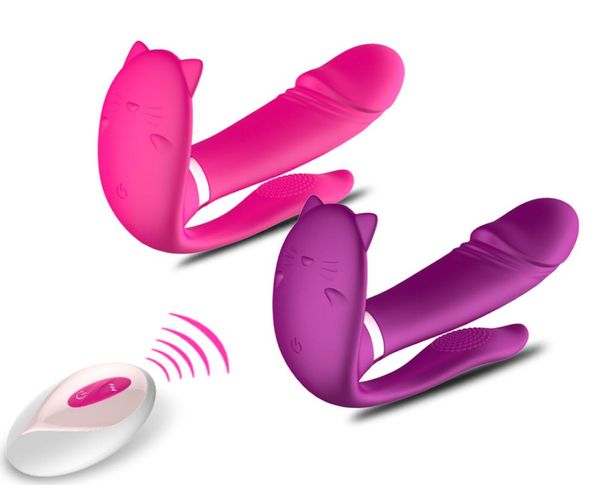 Femmes gode vibrateur poser sur vibrant Pantie G Spot Clitoris Anal Vibration intime Sex Toy pour femme télécommande sans fil pour adulte Y3639648