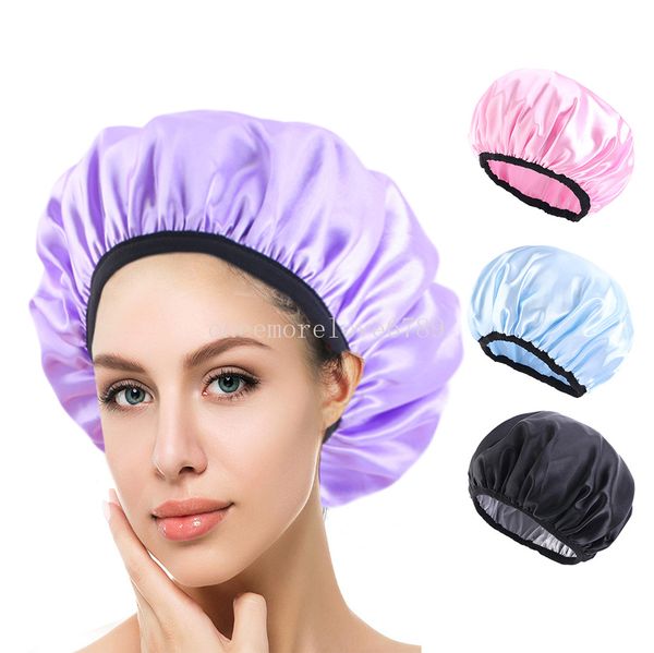 Bonnet de douche imperméable en Double Satin pour femmes, réutilisable, multicolore, mode, solide, chapeau de beauté, voyage en hôtel, pour tous les cheveux, bonnet anti-poussière