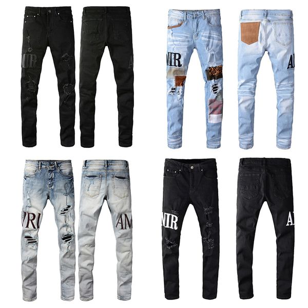 Jeans para hombre 2024 Nuevo AMR Pantalones de lujo para hombre Marca de moda Jean Letter Jeans Biker Pants Hombre Ropa jeans the mens womens pants jeans para hombre