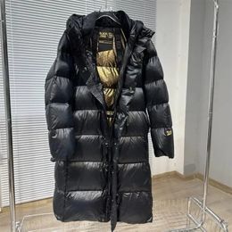 Женский пуховик, зимнее пальто, женские парки с длинным съемным капюшоном, теплая утепленная верхняя одежда, черное свободное универсальное пальто 240105