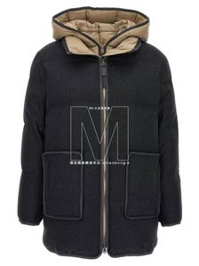 Femmes Downs Winter à manches longues Brunello Hooded Zipper Down Jacket