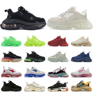 Vrouwen Dr schoenen Designer Triple S Casual Men Shoes Platform Sneakers Clear Sole Zwart Wit Beige Dark Red Green Green Mens Trainers Buitenschoen