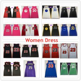 Vrouwen kleden basketbal 30 curry 7 Durant 15 Carter 34 Antetokounmpo 3 Iverson gestikte jerseys fabriek groothandel hoogwaardige s-xl