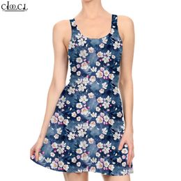 Femmes robe belle Floral 3D imprimé Mini robe pour la mode femme sans manches genou longueur robe d'été Style rétro 220616