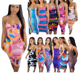 Femmes DRESSIONNEMENTS SLIM SEXY SEXH SEPHESS SENGE Dye Robes longues imprimées Backless Summer Imprimé Jupe 12 Colours9812829