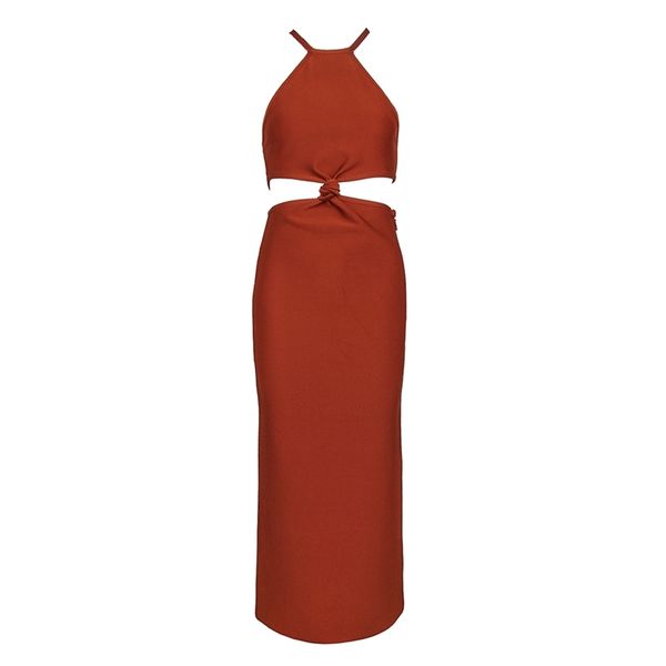 Vestido de mujer Elegante Halter Neck Party es Bandage Sexy Club Night Outfit Skinny Mini Summer 210515