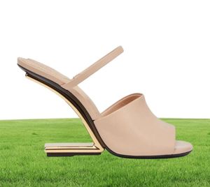 Dames kleden pompen sandalen eerst eerste Wedge hakken sandalen luxe ontwerp hoge hakken goldtone gebeeldhouwde hak 35423616614