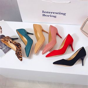 Zapatos de vestir para mujer, zapatos de tacón alto sexis de leopardo de color sólido, elegantes zapatos de oficina con estampado de punta estrecha, zapatos individuales