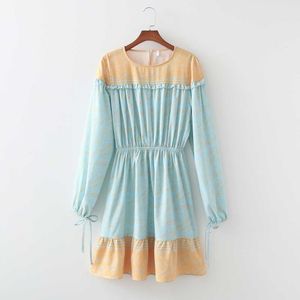 Vrouwen jurk zomer aankomst lange mouw O-hals patchwork prints franje feminino vestido 210602