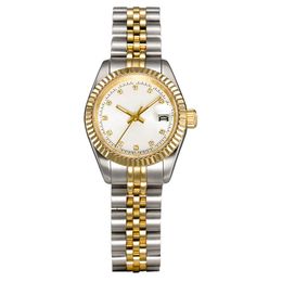 Relojes de vestir para mujer, de acero inoxidable, 26mm, zafiro, plateado, resistente al agua, luminosos, relojes de lujo para mujer 292g