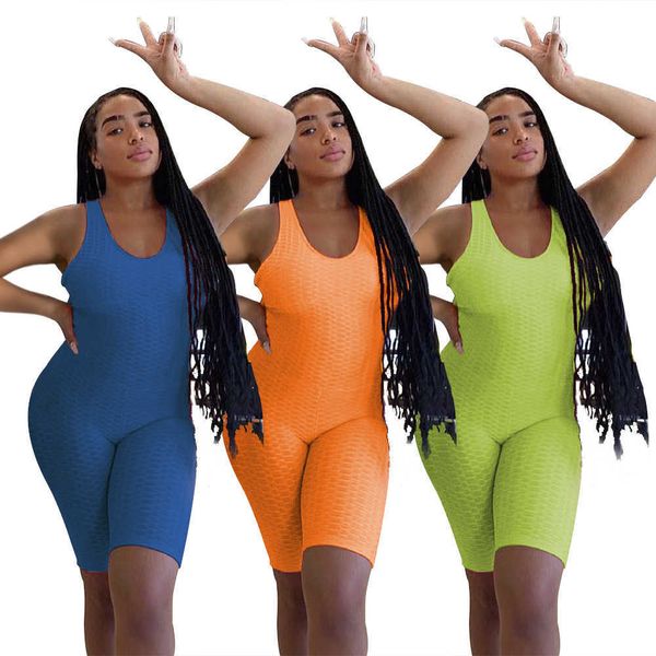 Vestidos de mujer Bn7186 Mono de color sólido de tela de burbujas sexy a la moda para mujer