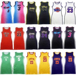 Femmes Robes Designer Sexy Basketball Lettre Motif Imprimé Robe Décontractée Double Face Sans Manches Une Pièce Jupe