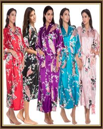 Vestidos para mujeres ropa interior ropa de dormir de seda túnica de impresión floral soltera kimono bañera de baño cárdigan vestidos nocturnos 9834268