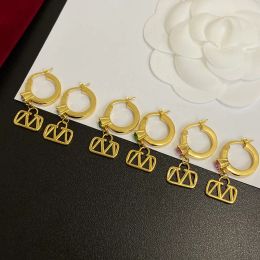 Damen-Ohrringe, Gold-Ohrstecker, luxuriöser Designer-Schmuck, glänzender Charm-Ohrring, Diamant-Ohrring mit Box, V-Reifen-Schmuck, Verlobung, 2309055PE-3