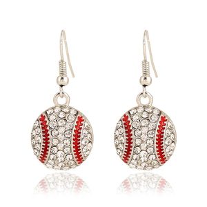 Pendientes colgantes para mujer Deporte Softball Baloncesto Fútbol Softball Voleibol Crystal Ear Stud Moda