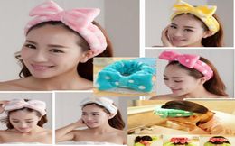 Femmes Elastic Hair Coral Velvet Big Bow Polka Dot Stripe Bands Bath Wash Face Face and Beauty Shower Band Bandwear DC1046862717