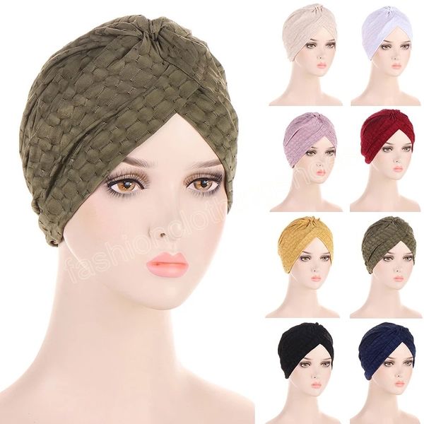 Casquette Turban élastique et extensible pour femmes, couleur unie, Style musulman, chapeau à bulles, populaire, Simple, assorti avec tout, Hijab, Bandanas