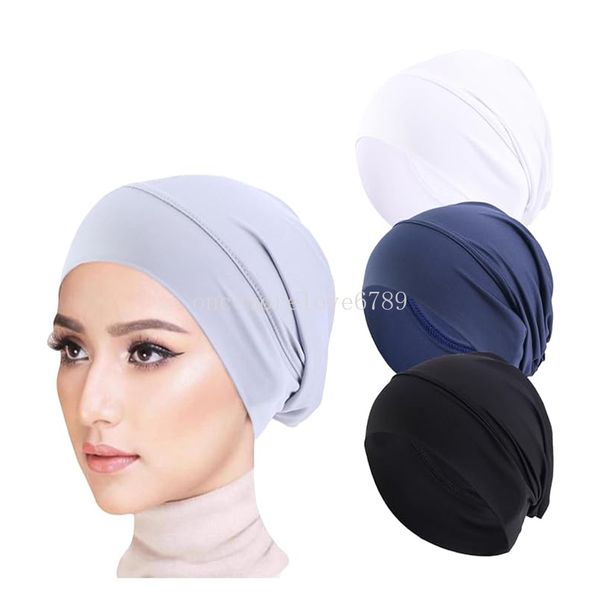 Turban élastique pour femmes, casquette Hijab musulmane pour Ramadan, chapeau de nuit pour dames, couverture complète, chapeaux intérieurs, solide, mode Simple, casquette de chimio contre le Cancer