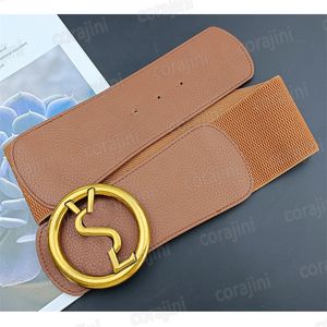 Dames elastische tailleband Merk riem Gordel Koper Gouden gesp Laides Mode taillebanden 7CM Ultra brede kledingaccessoires Cintura Ceintures