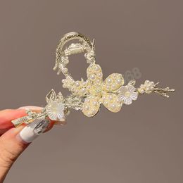 Vrouwen elegante bloem metalen haar klauwen dame zoete klemmen paardenstaart clips mode haaraccessoires accessoires accessori voor meisje ornament