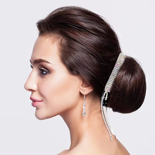 Mujeres Elegantes Luxury Rhinestone Hair Claws Crystal Tassel Ponytail Cabello Accesorios para la fiesta de bodas