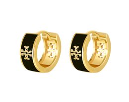 Dames Emaille Huggie Oorbellen 18K Goud Bedekte Messing Oorclips