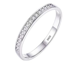 Bague de fiançailles des femmes Small Zirconia Diamond Half Eternity Wedding Band Solid 925 STERLING Silver Promise Anniversary Anniversary Rings R0124973978