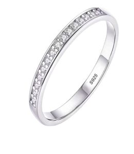 Vrouwen verlovingsring kleine zirkonia diamant half eeuwigheid trouwring solid 925 sterling zilveren belofte jubileumringen r0121611471