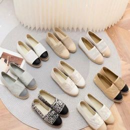 Dames espadrilles canvas schoenen loafer 100% echte lederen ontwerper lambskin summer lente flats maat 34-42 dames schoenen comfortabel casual relaxte luxe pet teen