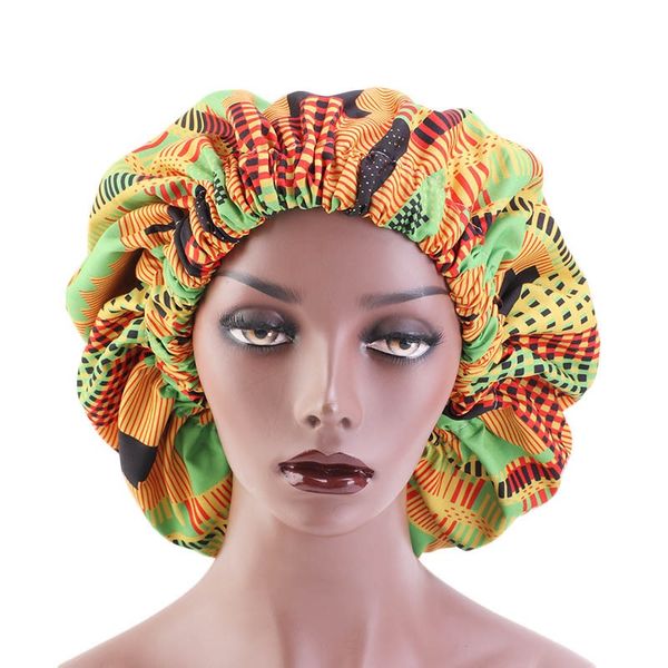 Femmes Extra Large Satin Doublé Bonnets Motif Africain Imprimé Tissu Perte De Cheveux Cap Ankara Hijabs Nuit Sommeil Chapeau Turban