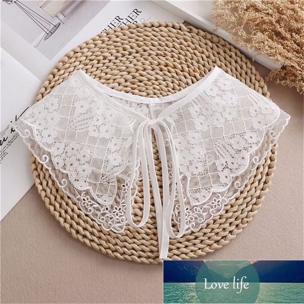 Femmes faux col couleur blanche dentelle évider col détachable petit châle décoratif col de chemise femme vêtements accessoires