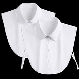 Vrouwen valse kragen decor witte stropdassen knop omlaag nep kraag vaste kleur nek vrouwelijk shirt afneembare accessoires