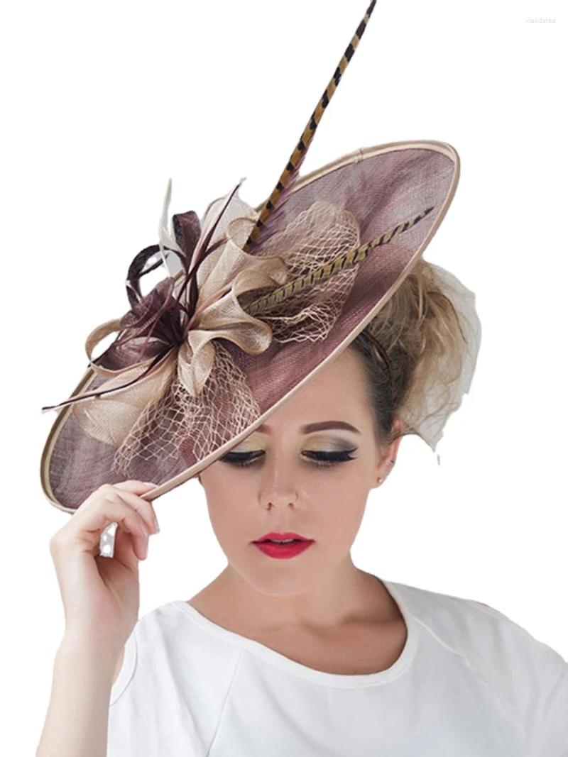 Femmes Fascinators chapellerie Chapeau fête mariage Sinamay Chapeau large bord Fedora église Derby casque cheveux accessoires