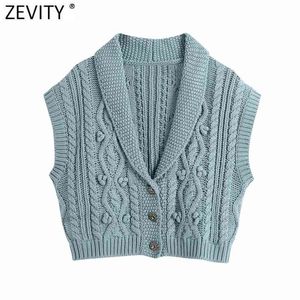 Mujeres moda bola apliques crochet giro tejido suéter femenino sin mangas chaleco casual chic cardigans tops S677 210420