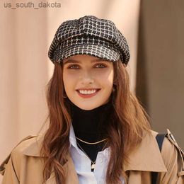 Vrouwen Mode Baretten Herfst Winter Solid Vilt Baretten Hoed Voor Meisjes Plaid Vintage Hoed Cap Mujer Achthoekige Hoeden Dames boina Caps L230523